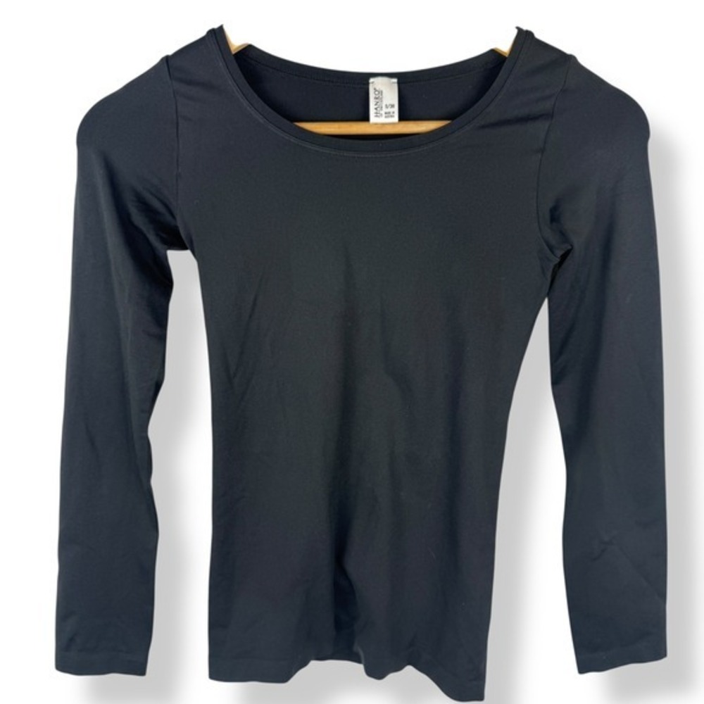 Hanro of Switzerland Black Long Sleeve Top Womens Size Small 38 Base Layer